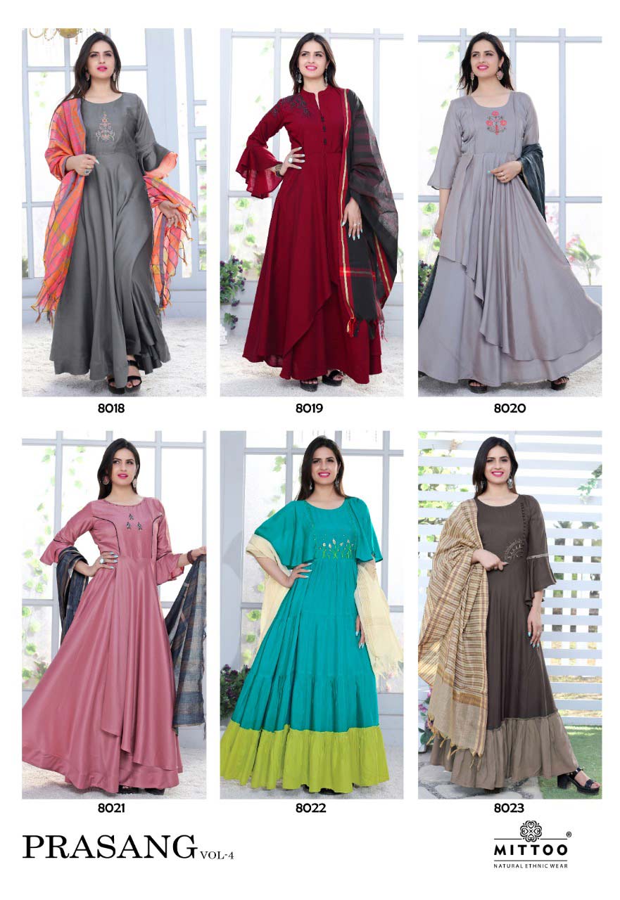 Prasang Vol-4 Mittoo Muslin Anarkali Dupatta Kurti Prasang Vol-4 Mittoo Muslin Anarkali Dupatta Kurti
